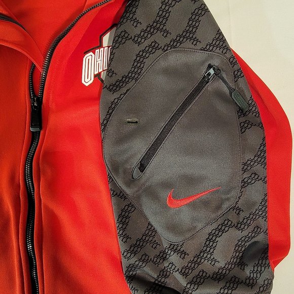 NIKE Dri-Fit Men's Small Ohio State Buckeyes Full Zip Jacket Red & Gray - Picture 4 of 8